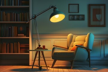 Armchairs and reading nooks at night