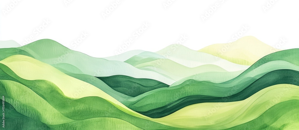 Poster aerial view of lush green hills abstract landscape with soft curves and open space for text overlay