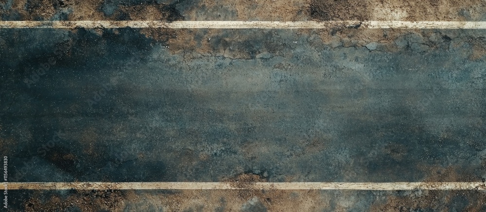 Poster aerial perspective of desolate asphalt road with room for custom text and graphics