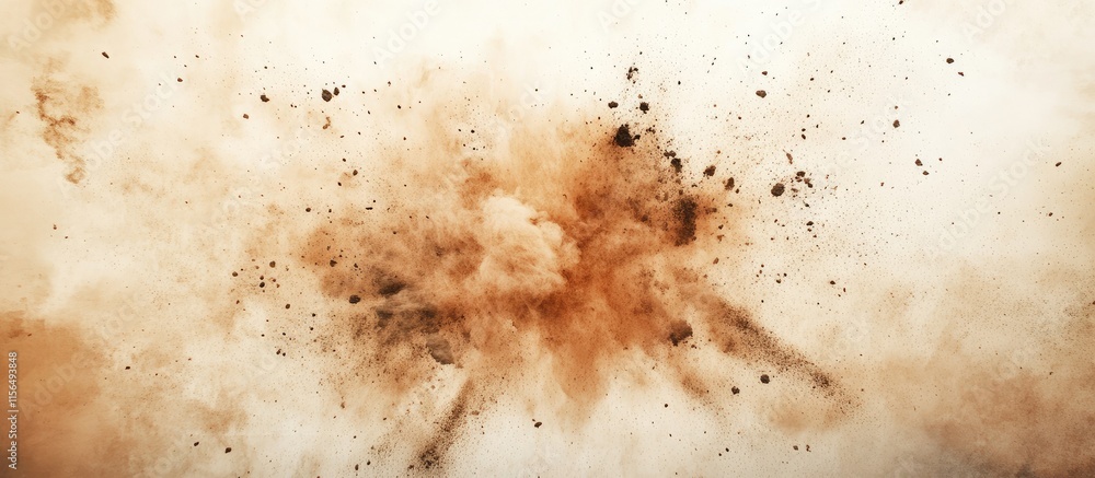 Poster abstract dynamic dirt motion with powder explosion effect creating a textured background suitable fo