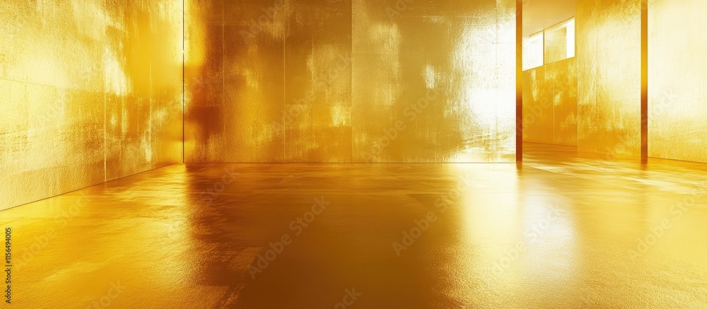 Poster abstract golden metallic room with empty space for text creating a luxurious and modern ambiance for