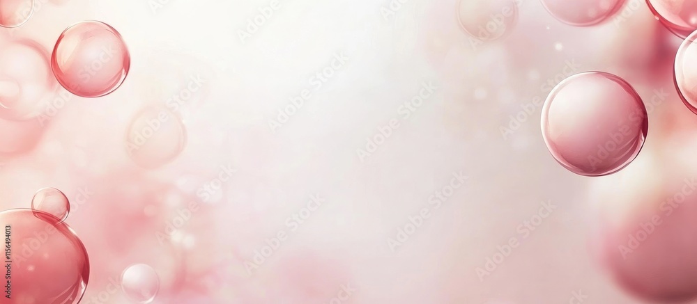Poster elegant abstract background featuring soft pink spheres and empty space for text, ideal for creative