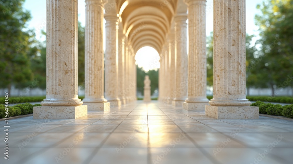 Poster serene classical architecture elegant hallway with columns