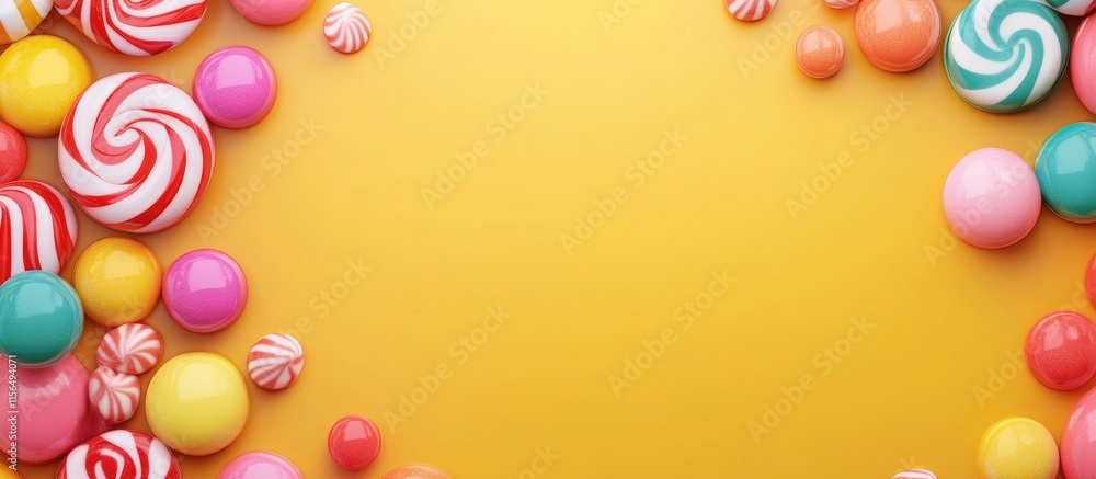 Poster colorful candy themed graphic background with empty copyspace for creative text use