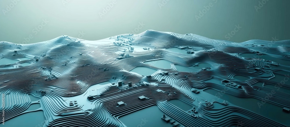Poster abstract digital landscape with circuit board elements in a futuristic setting ideal for technology 