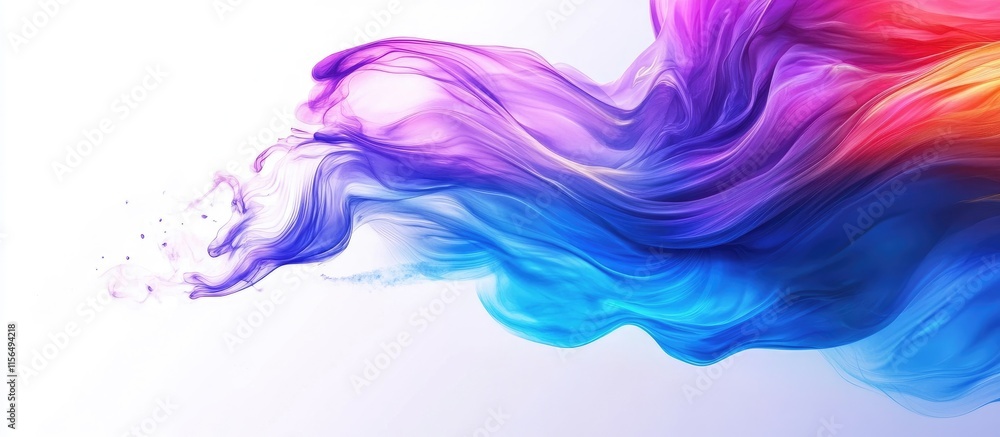 Poster vibrant abstract fluid art design with violet blue and red hues featuring dynamic waves and empty co