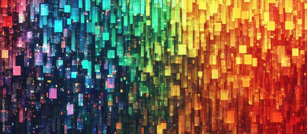 Fototapete vibrant abstract pixelated gradient background in rainbow colors suitable for film or tv with space 