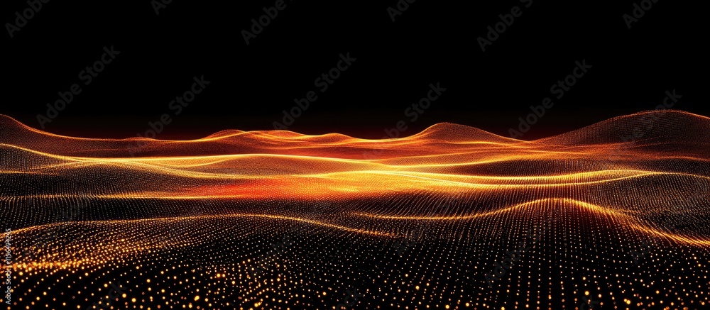 Poster futuristic digital landscape with glowing lines and waves creating a dynamic business environment id