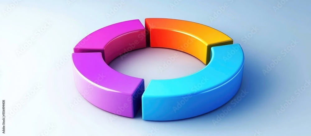 Poster 3d circular flow diagram infographic with vibrant color segments and empty space for text display