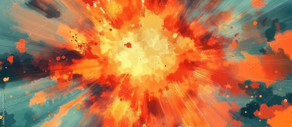 Poster vibrant abstract explosion artwork with dynamic color burst and blank space for custom text integrat