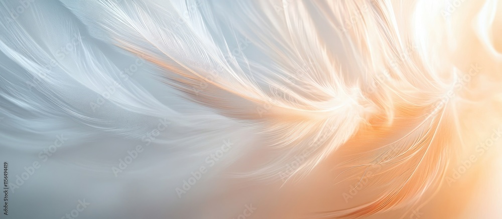 Poster ethereal abstract feather texture with soft color gradients and blank space for custom text or desig