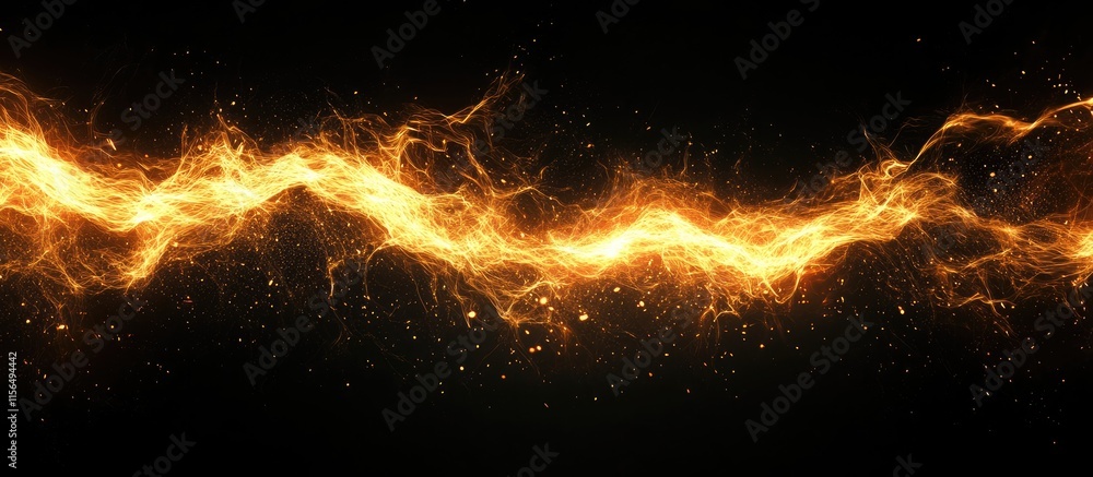 Poster dynamic abstract energy sparks on black background with space for text and design elements