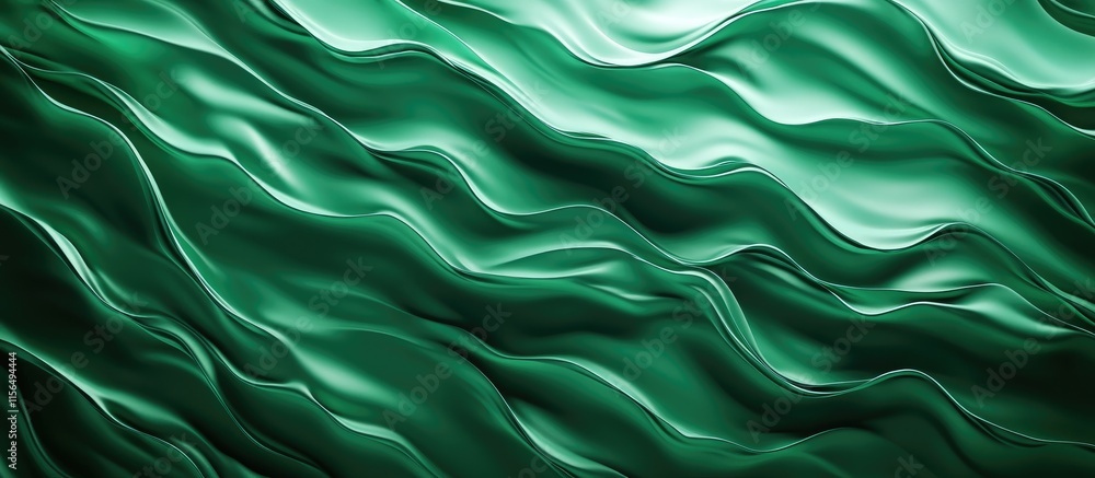 Poster emerald green gradient ripple wave background with smooth water surface texture and space for text o