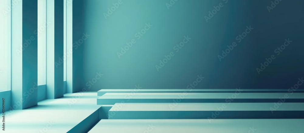 Poster minimalist classroom interior design with soft lighting for educational presentations and copyspace 