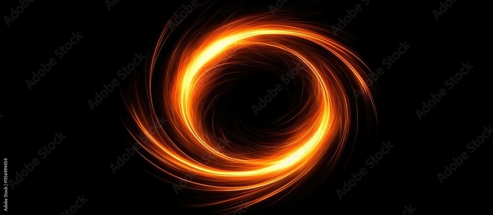 Poster abstract energy vortex design with dynamic light trails and negative space for text or graphics plac