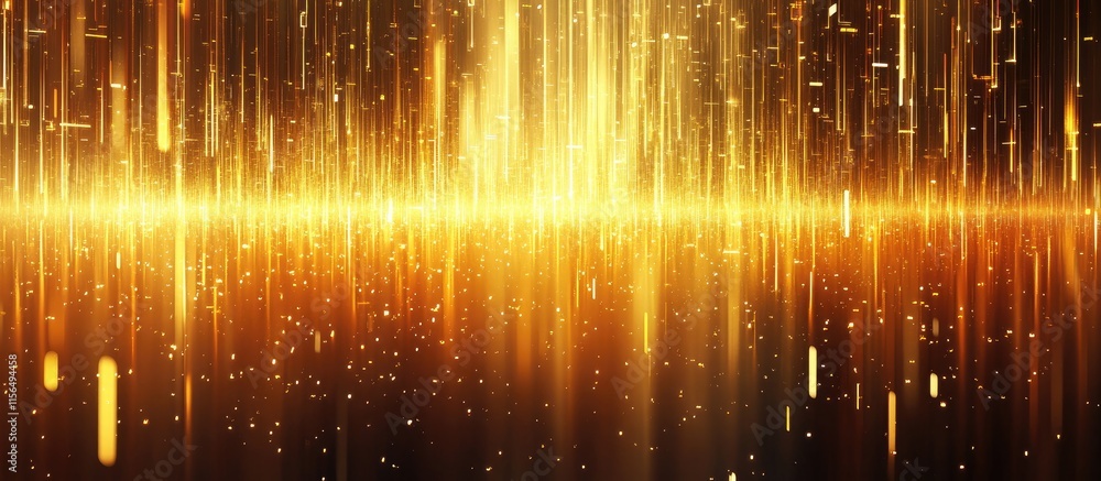 Poster golden abstract energy technology background with vertical lines and empty copyspace for creative te