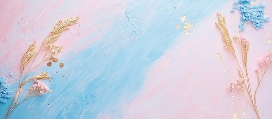 Fototapeta premium Elegant Pink and Blue Abstract Background with Gold Accents Ideal for Text Placement and Graphic Design Projects