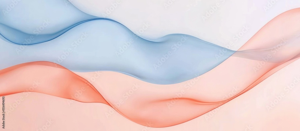 Poster pastel peach and blue abstract wave design background with soft curves and empty space for text or p