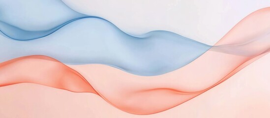 Pastel peach and blue abstract wave design background with soft curves and empty space for text or promotional content