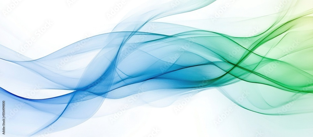 Poster fluid abstract design soft blue and green waves with empty copy space for text ideal for modern art 
