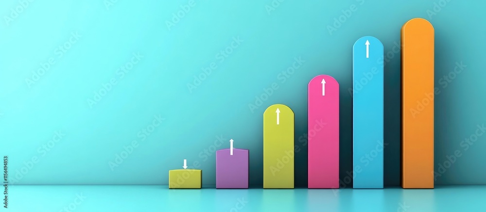 Poster colorful abstract evaluation score chart illustrating quality progress with a scaling system and amp