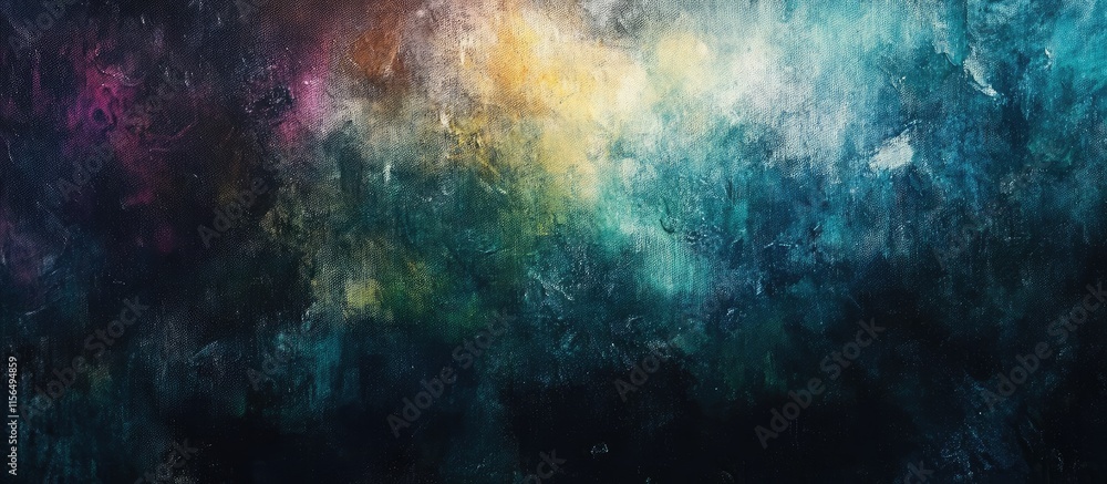 Poster abstract expressionist artwork featuring a dark backdrop and vibrant colors with empty space for cus