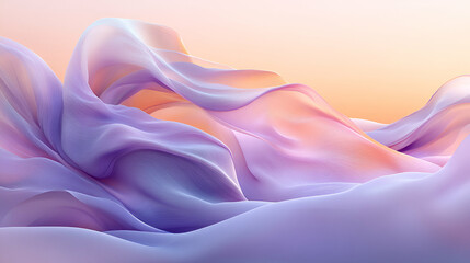 Obraz premium Abstract Lavender Hues, Fabric Waves Dance in Pastel Light, Evoking Serenity and Calm in a Dreamlike Digital Landscape.