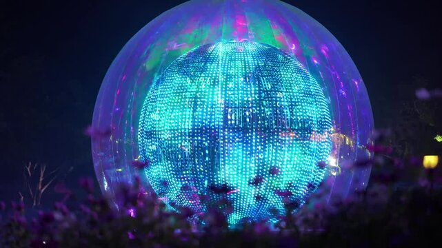 Light and sound show in a large crystal ball at the ASEAN Flower Festival in Chiang Rai Province, Thailand