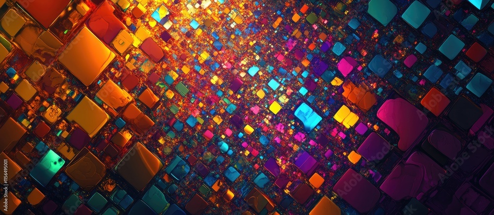 Poster vibrant abstract digital mosaic pattern background with colorful squares and empty space ideal for t