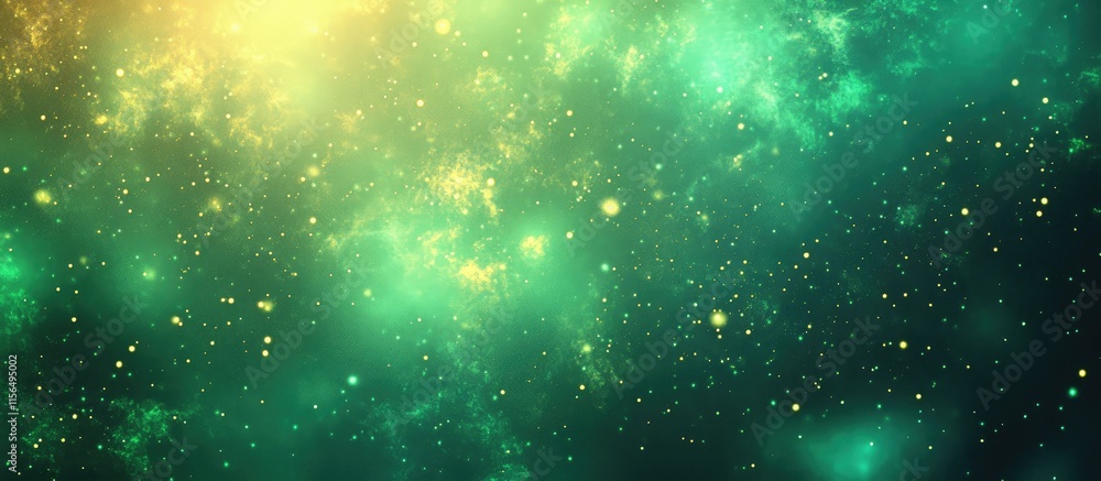 Poster luminous green abstract digital background with enchanting textures and empty space for customizable