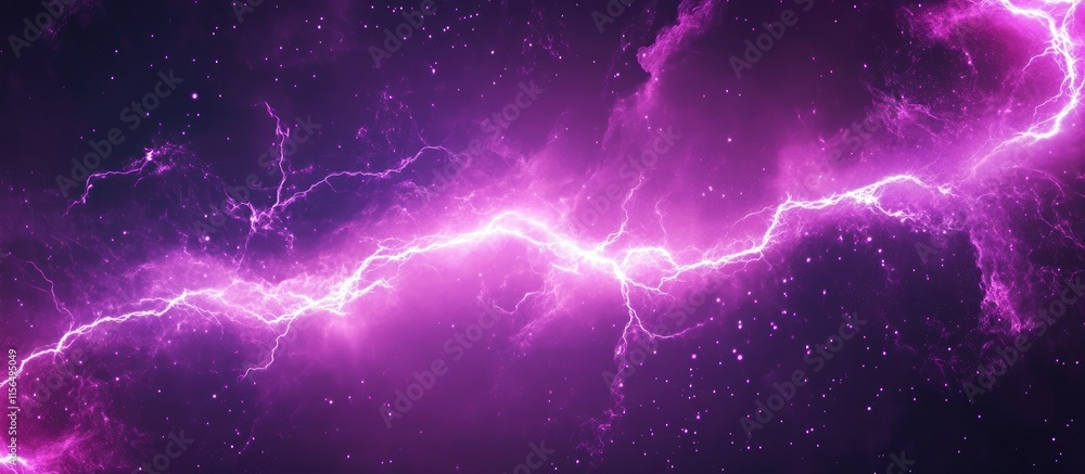 Poster vibrant abstract electric light particles background with space for text featuring dynamic purple li