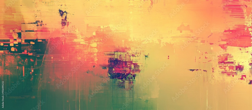 Poster futuristic abstract digital artwork with vibrant colors and empty space for text in a modern design 