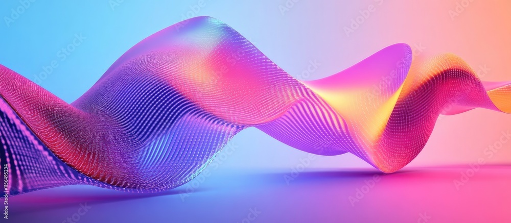 Poster vibrant abstract 3d waveform background with gradient colors and copyspace for text in digital techn