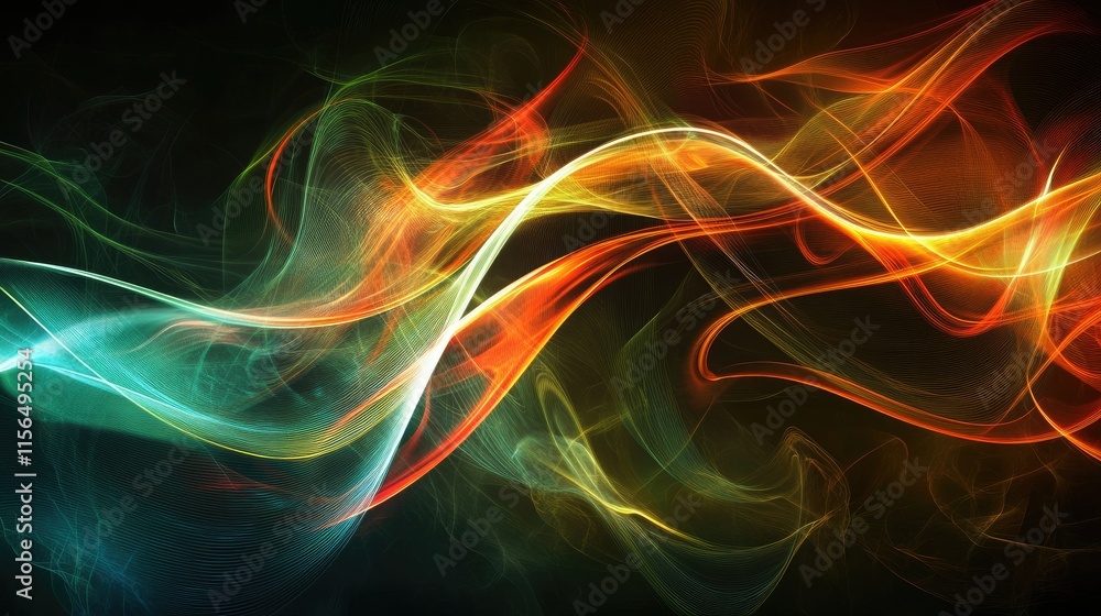 Poster colorful abstract curvy lines and waves background for futuristic digital art with space for text id