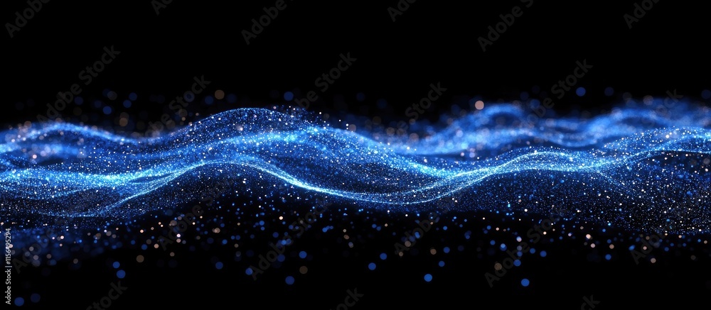 Poster abstract digital wave background with global network visualization and space for text