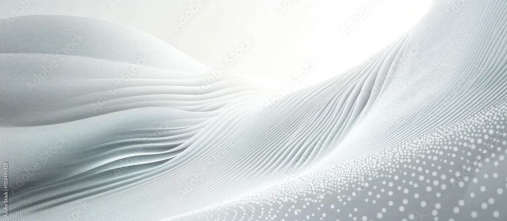 Poster abstract flowing wave patterns in digital space featuring blank copy area for text integration
