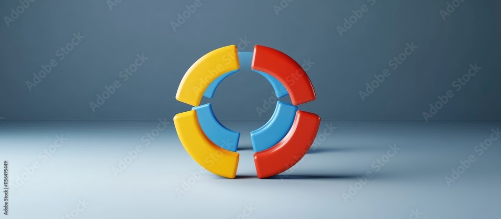 Poster 3d circular flow diagram infographic design with colorful segments and blank space for text integrat