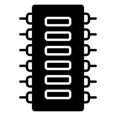 Electronic chip. Silhouette, black, computer chip, artificial intelligence, numerical process, innovative ideas in the field of IT. Vector icons