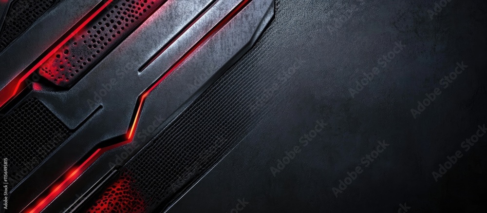 Poster dark metallic texture background with vibrant red highlights and a spacious area for text placement