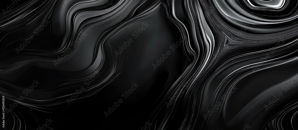 Poster elegant black marble texture with smooth waves and room for custom text display