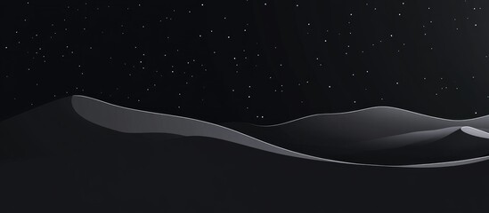 Fototapeta premium Black desert landscape featuring dark sand dunes and starry sky ideal for creating custom text or messaging in a dramatic setting