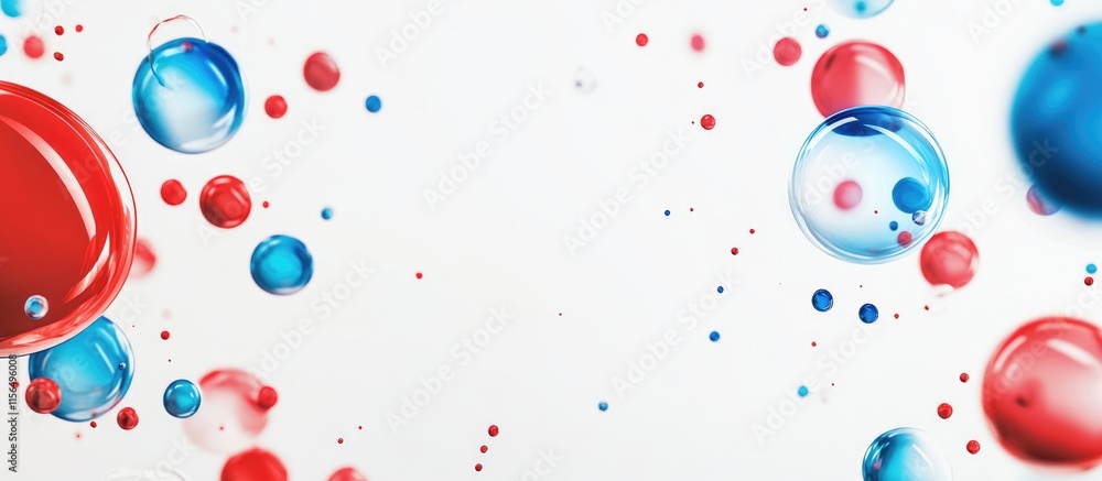 Poster olympic themed bubbles design with red and blue colors on a clean white background providing ample s