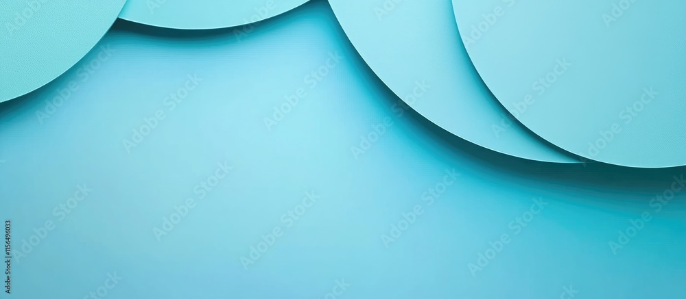 Poster turquoise blue banner background with abstract circular shapes and empty space for text or branding