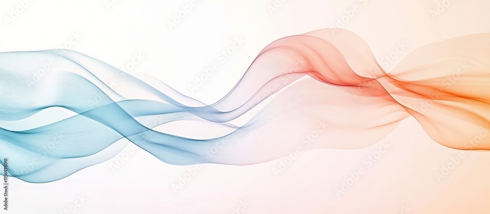 Poster pastel peach and blue abstract wave background with smooth curves and empty space for promotional te