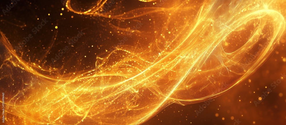 Poster abstract glowing wave patterns with luminous particles creating a dynamic background suitable for te