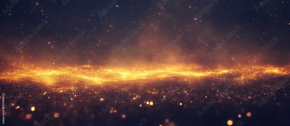 Poster abstract luminous energy waves in a dark atmosphere with ample empty space for text and creative des