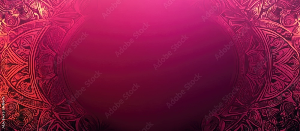 Poster vibrant ethnic abstract patterns in viva magenta with ample space for text overlays in a stylish mod