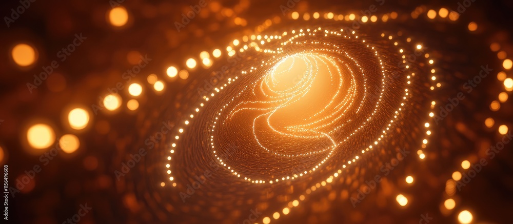 Poster glowing abstract digital tunnel with vibrant lines and bokeh effect creating a mesmerizing backgroun