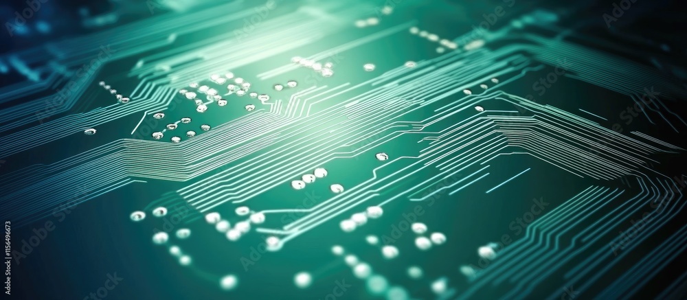 Poster Abstract High-Tech Circuit Board Background with Distorted Patterns and Empty Copyspace for Custom Text Display
