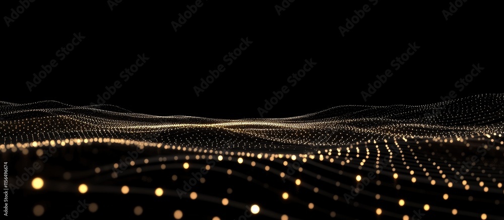 Poster elegant abstract digital background featuring illuminated lines and nodes against a dark backdrop, p
